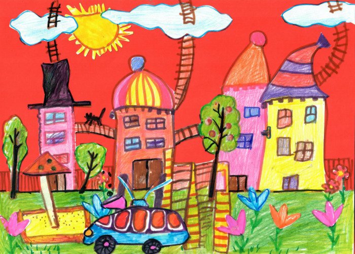 Детские рисунки города