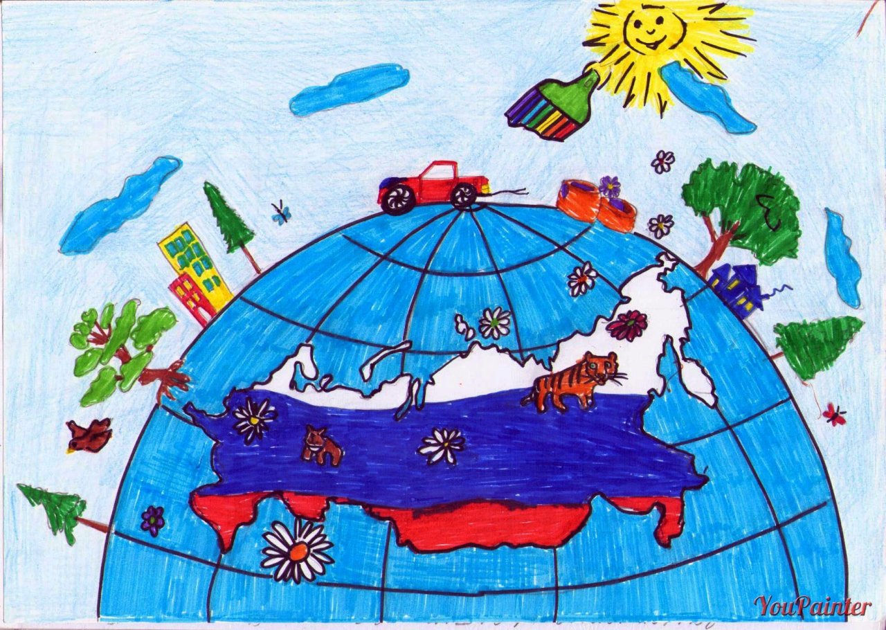 Детские рисунки на тему Россия Родина моя