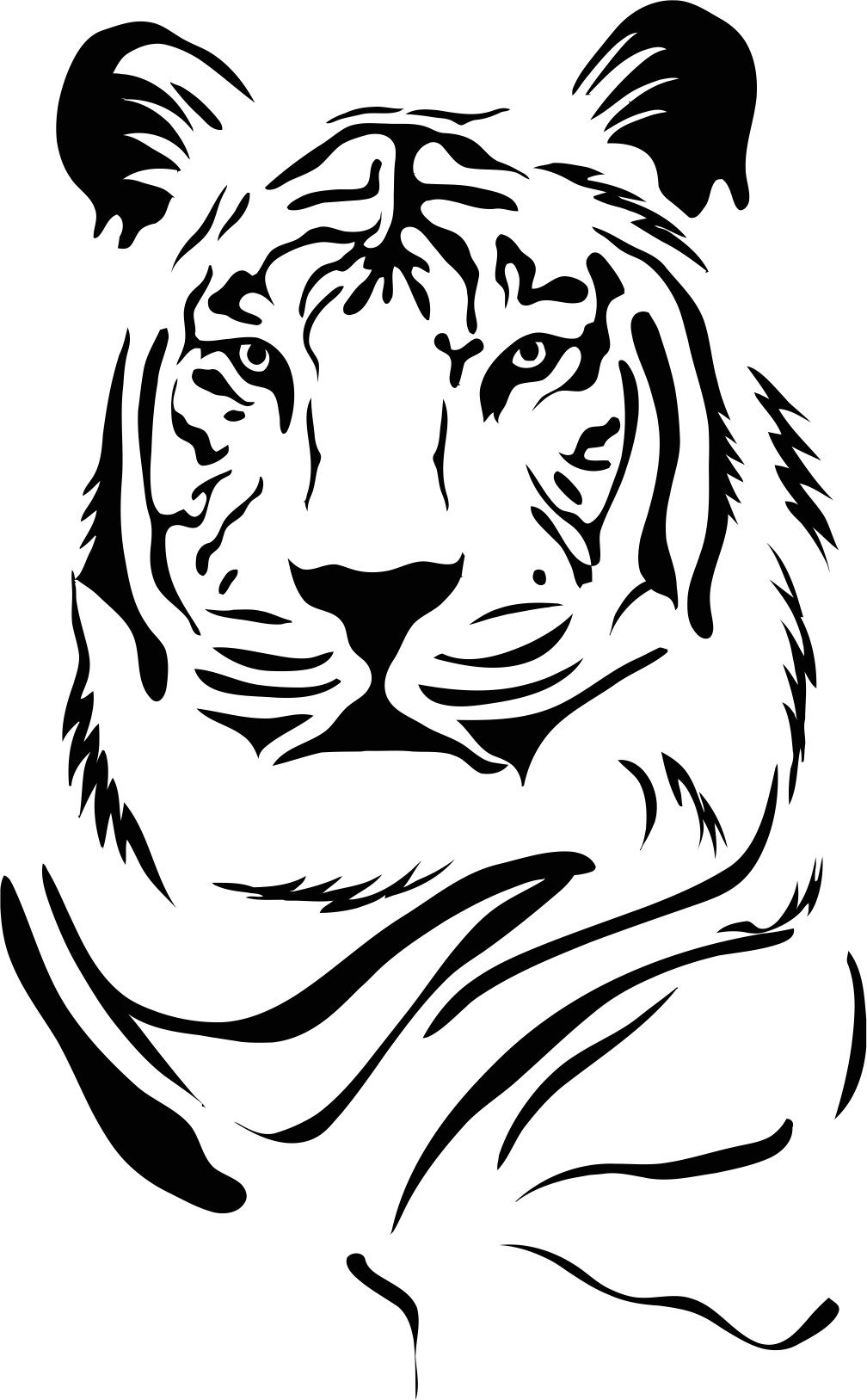 Тигр для гравировки эскиз