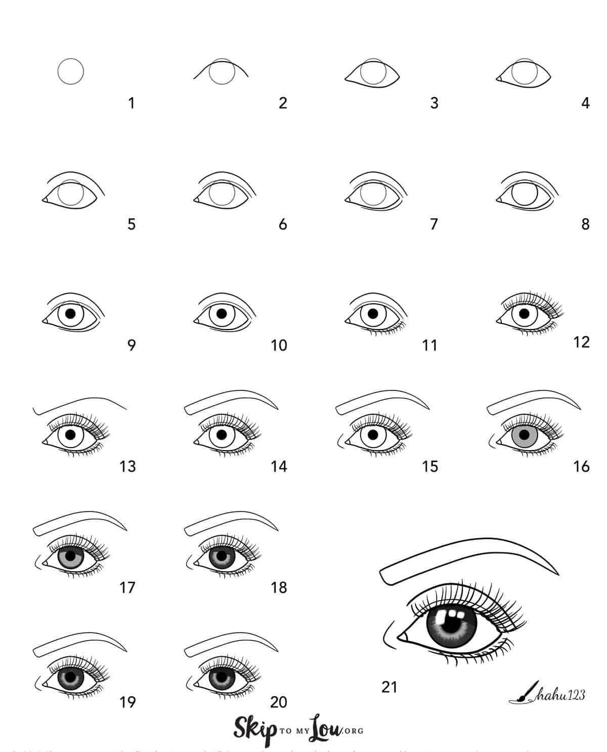 Схема рисования реалистичного глаза