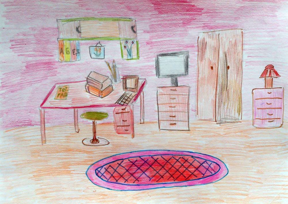 Комната с мебелью рисунки детей