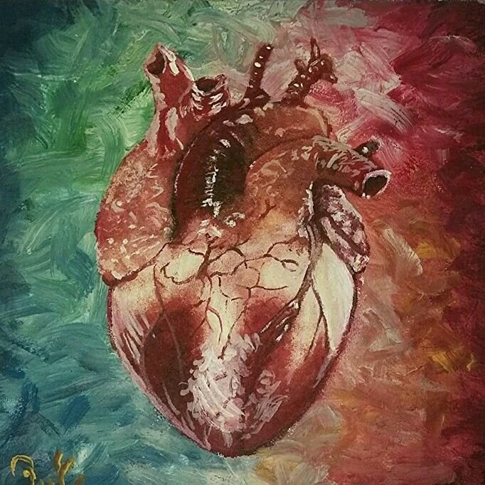 Сердце масляными красками