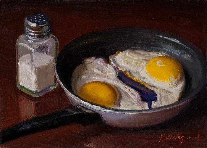 Картина яичница на сковороде