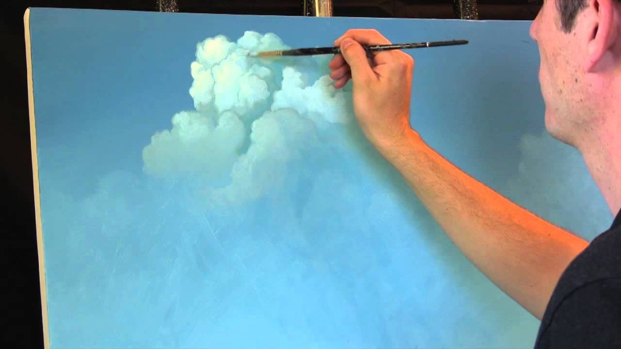 Рисуем облака гуашью
