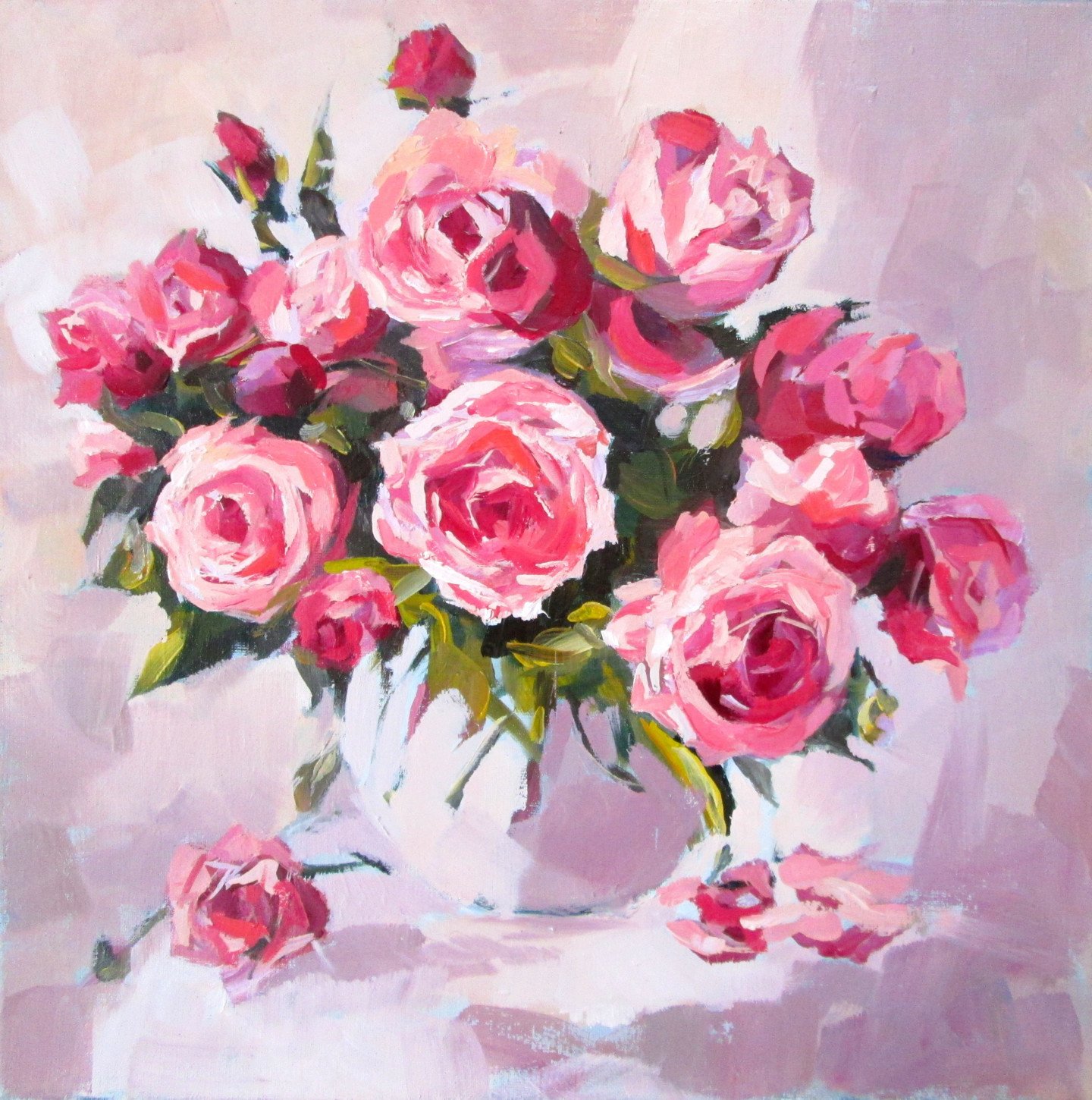 Розовые розы живопись
