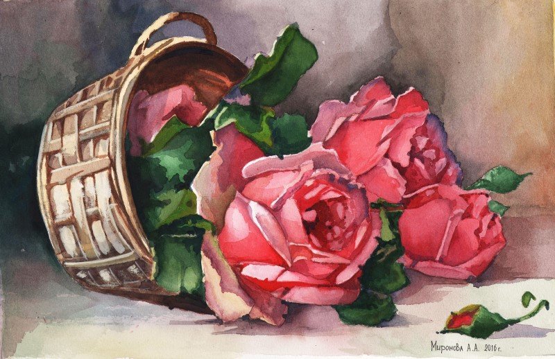 Картины гуашью розы