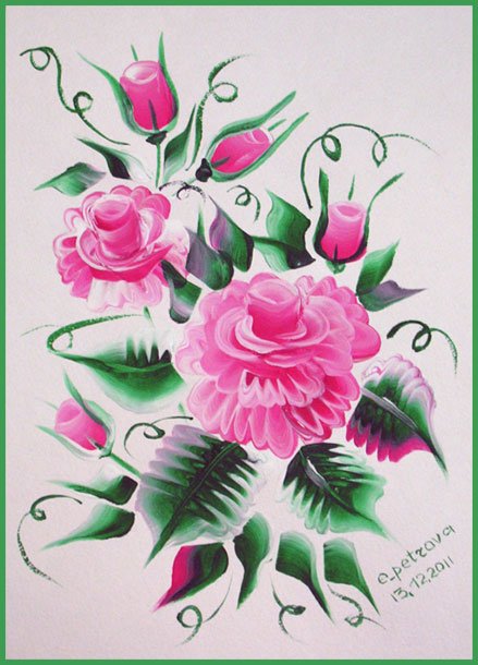 Рисунок розы акриловыми красками