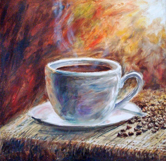 Натюрморт с кофейной чашкой живопись