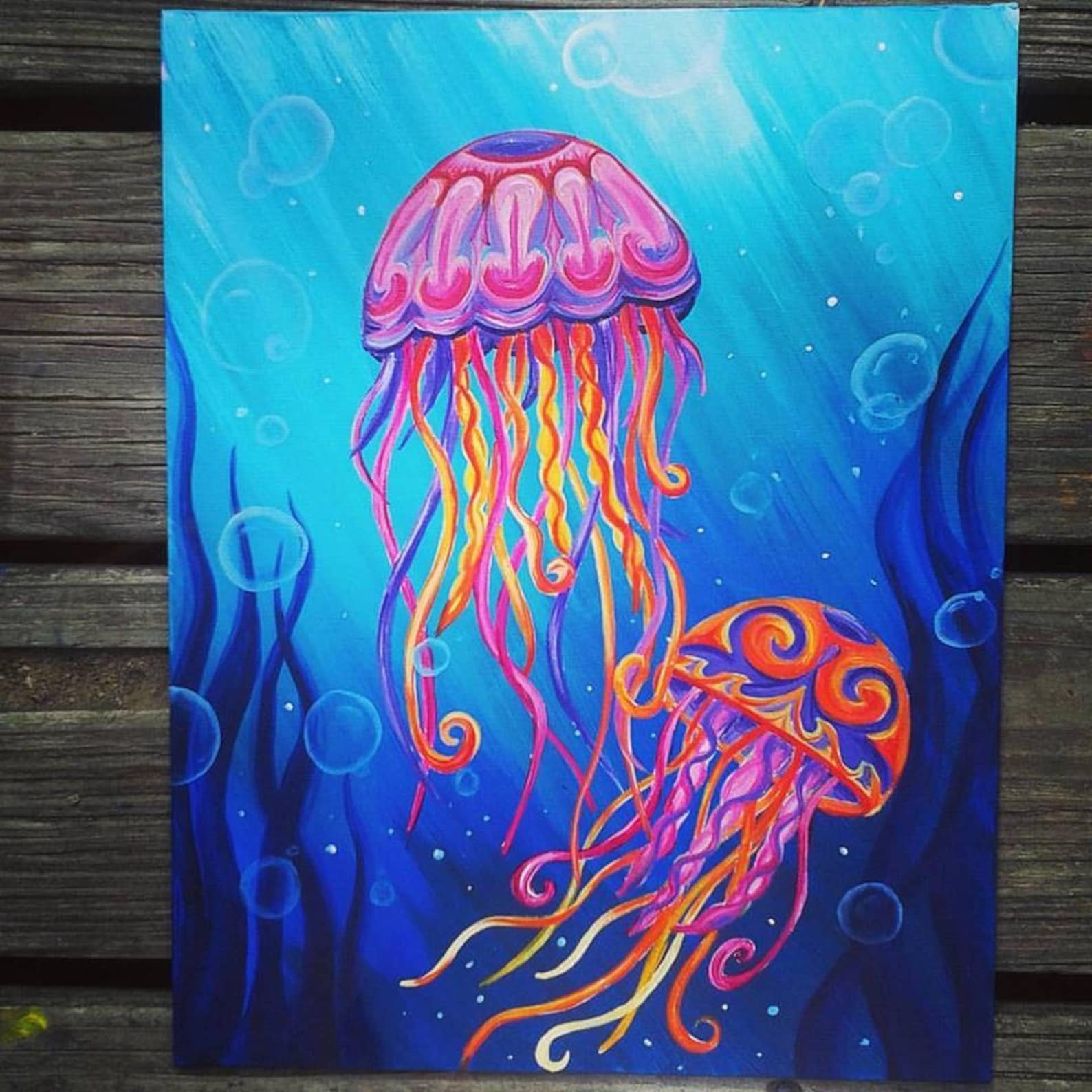 Медуза акриловыми красками