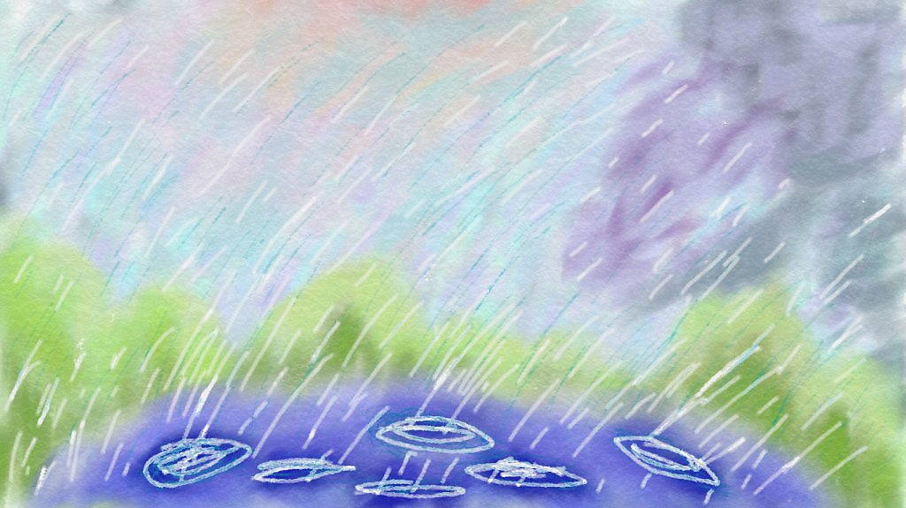Рисование идет дождь