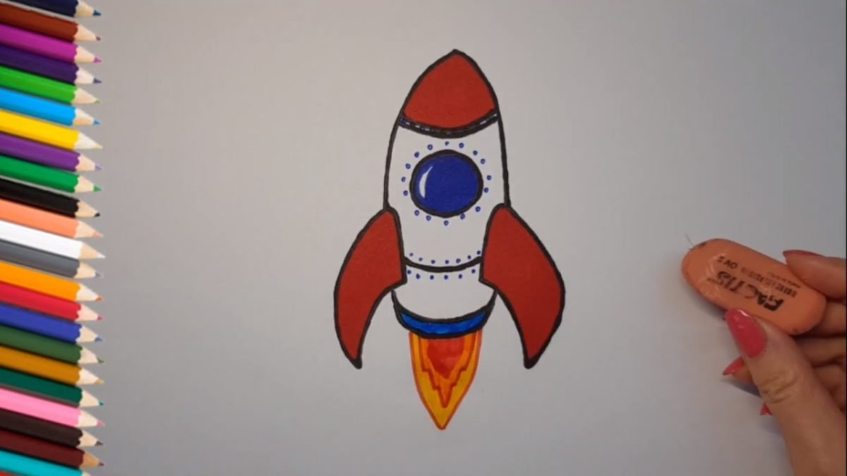 Ракета из цветных карандашей