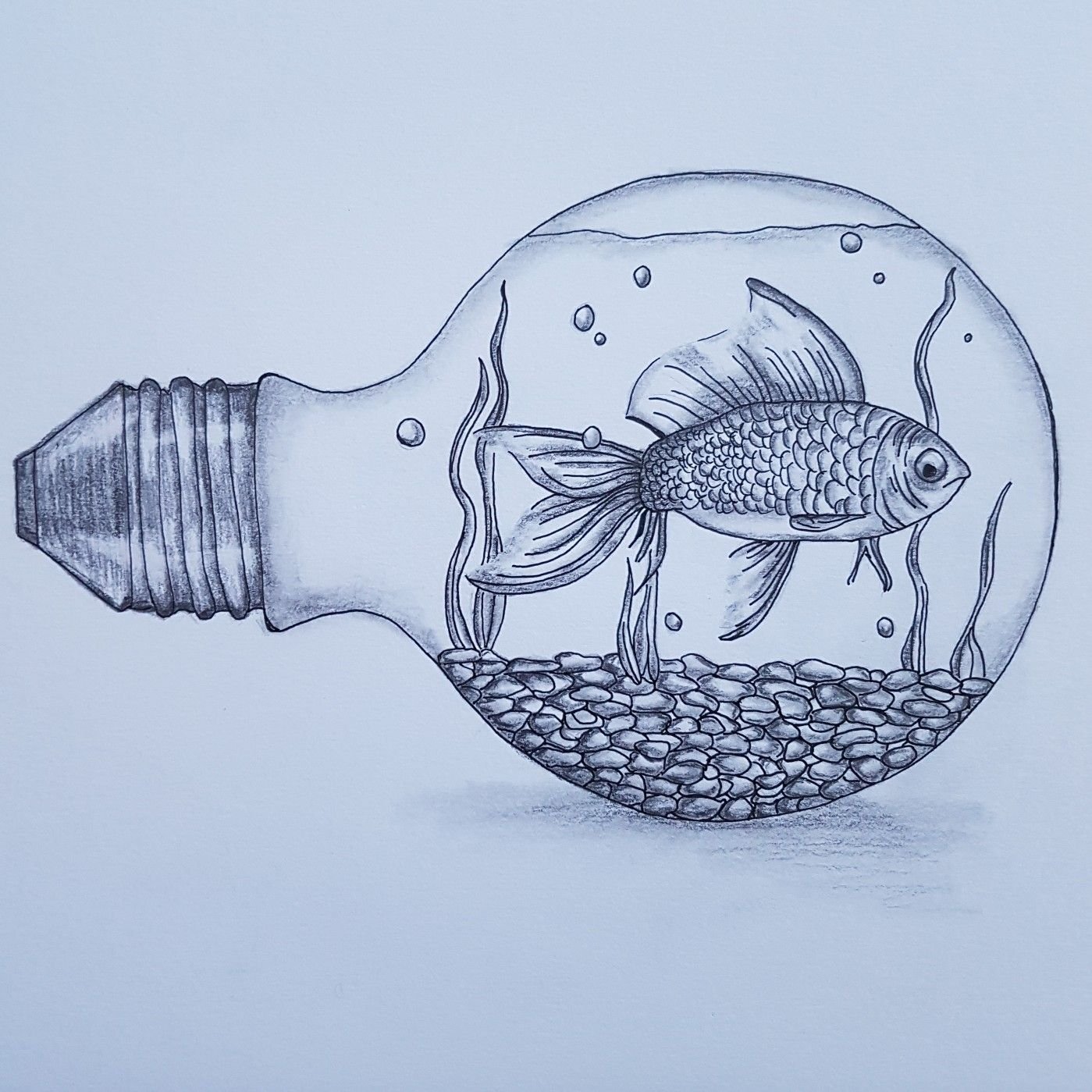 Рыба креативная рисунок карандашом