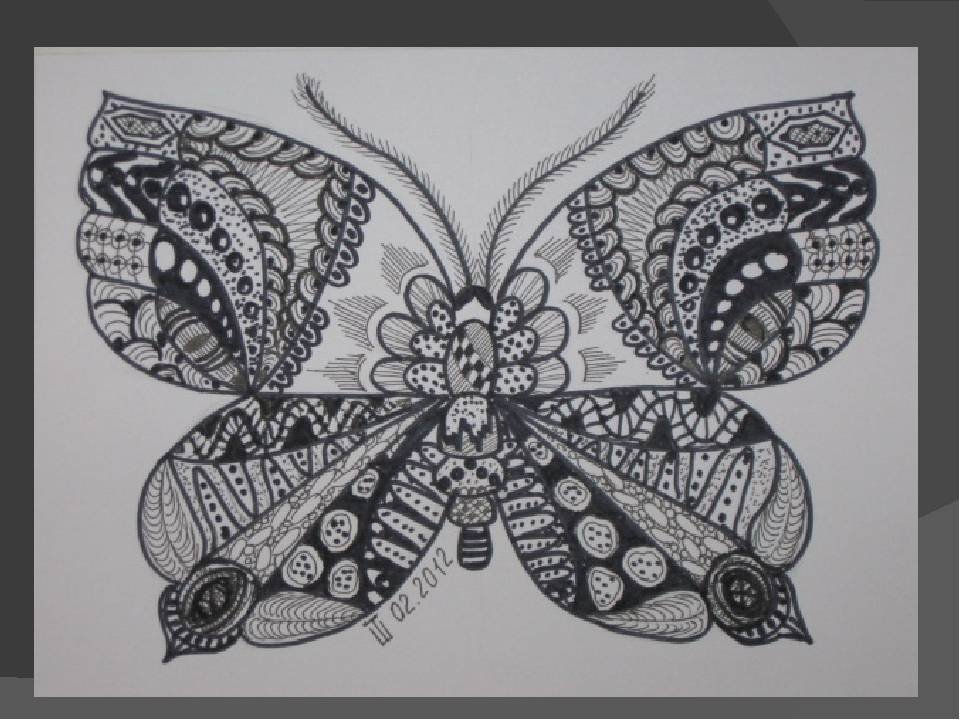 Бабочка гелевой ручкой