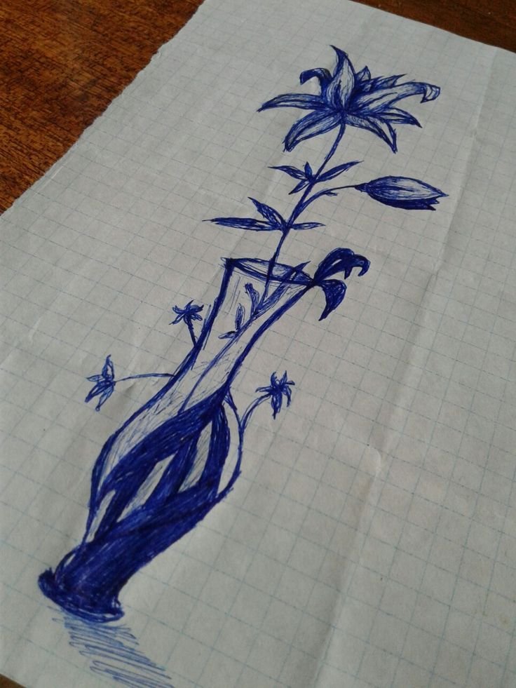 Рисование синей ручкой