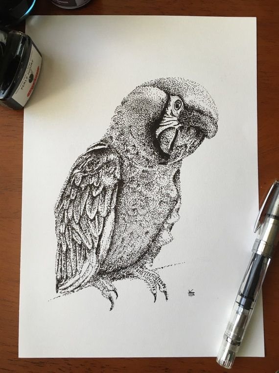 Птица гелевой ручкой