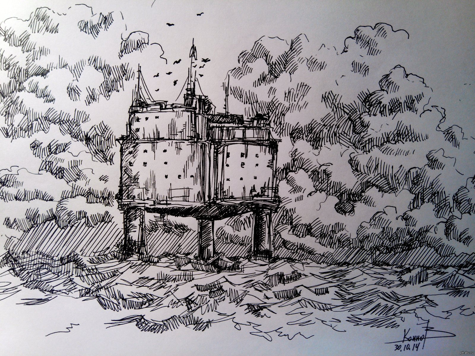 Замок гелевой ручкой