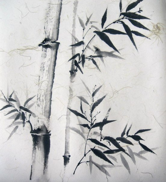Японская живопись Суми-э бамбук