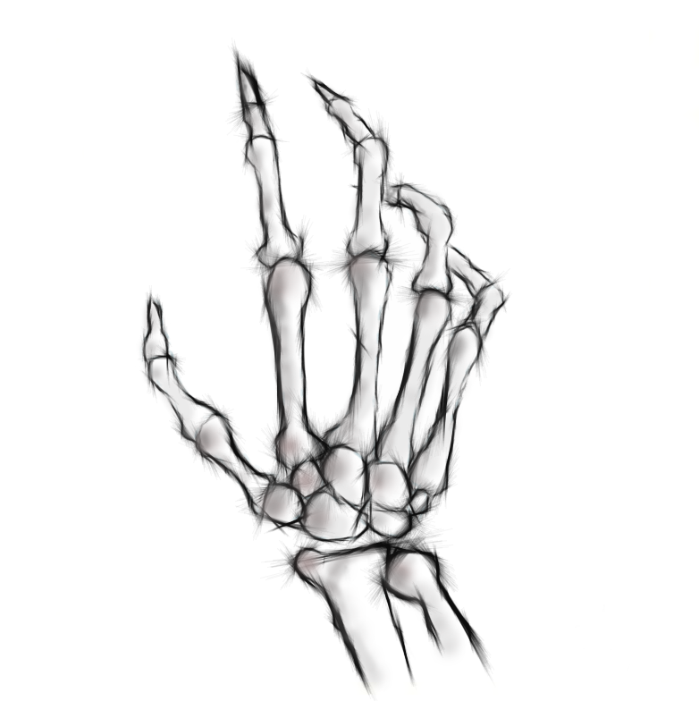 Рисунок на руке кости скелета