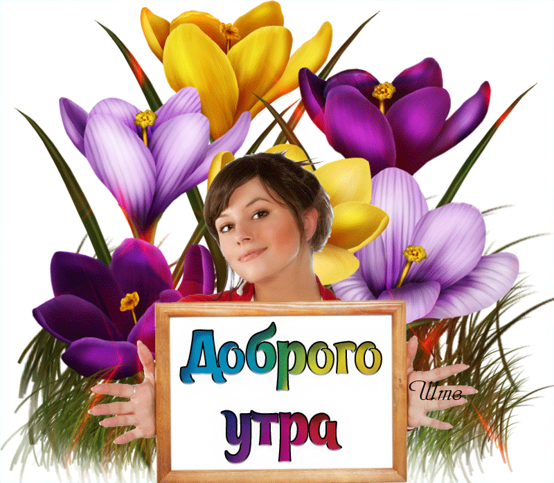 Мигающая открытка с тюльпанами и пожеланием доброго Весеннего утра!