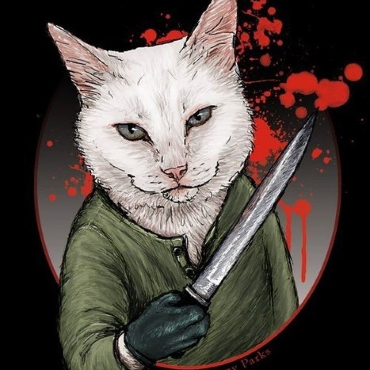 Крутой кот с ножом на аватарку в ДС