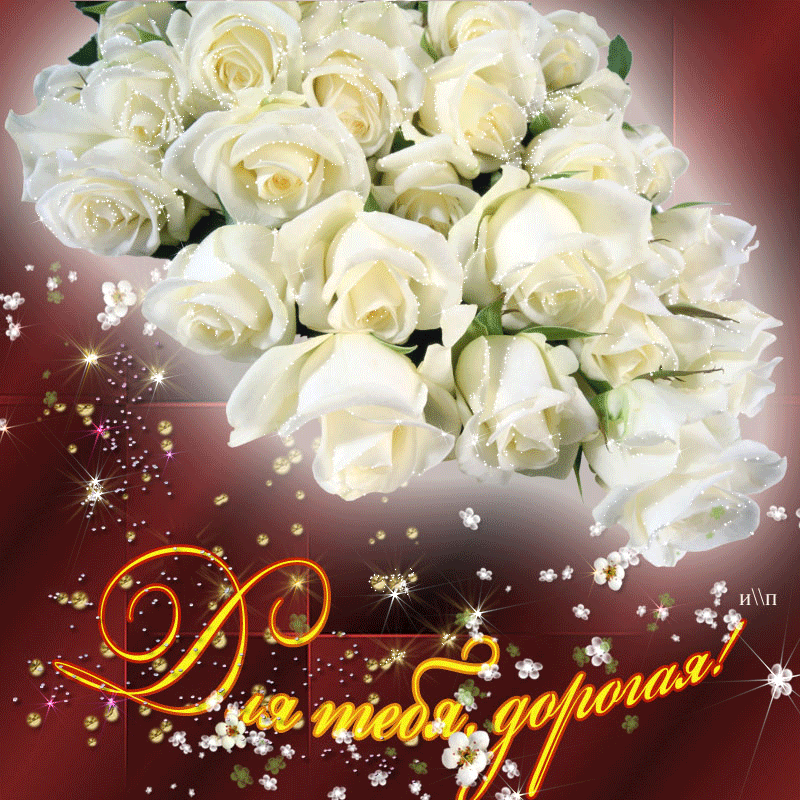 Открытка с днём рождения с нарисованными белыми розами. Белые розы открытки красивые
