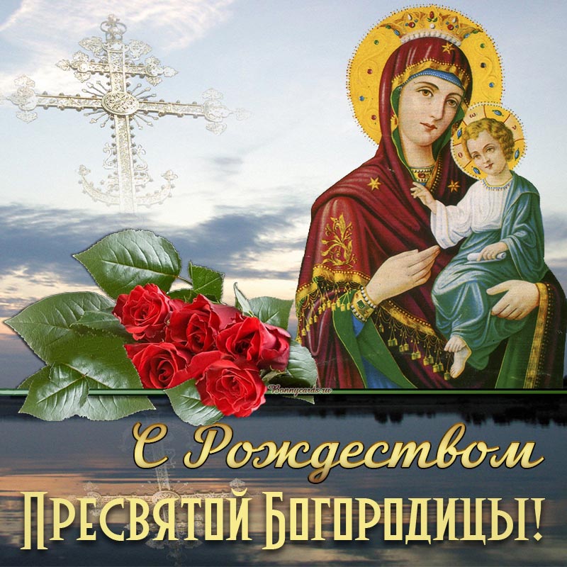 Картинка с розами на Рождество Пресвятой Богородицы.