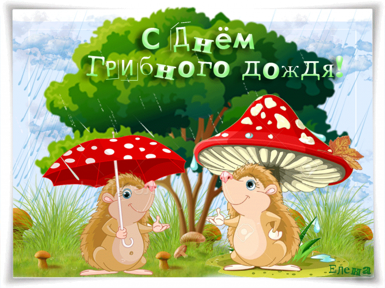 Коллекция бесплатных открыток с Днем грибного дождя.