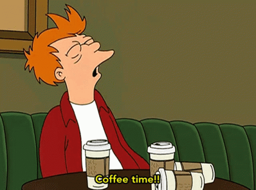 Гифка из фатурамы Фрай пьёт кофе!