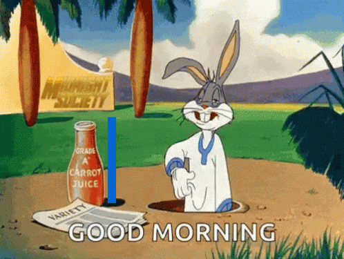 Bugs Bunny Space Bob GIF, гифка с пожеланием доброго утра от мультяшного кролика Багза Банни.