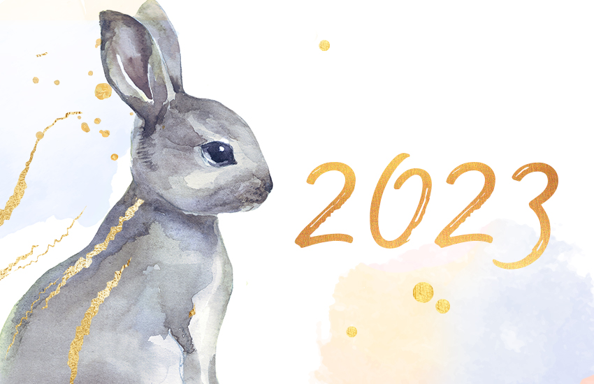 Открытка китайский новый год 2023 заяц.