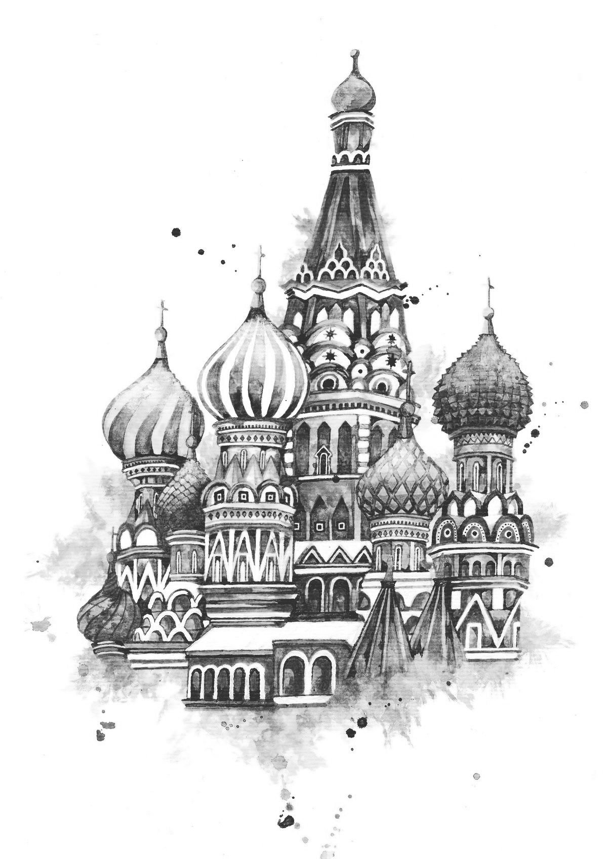 Храм Василия Блаженного набросок