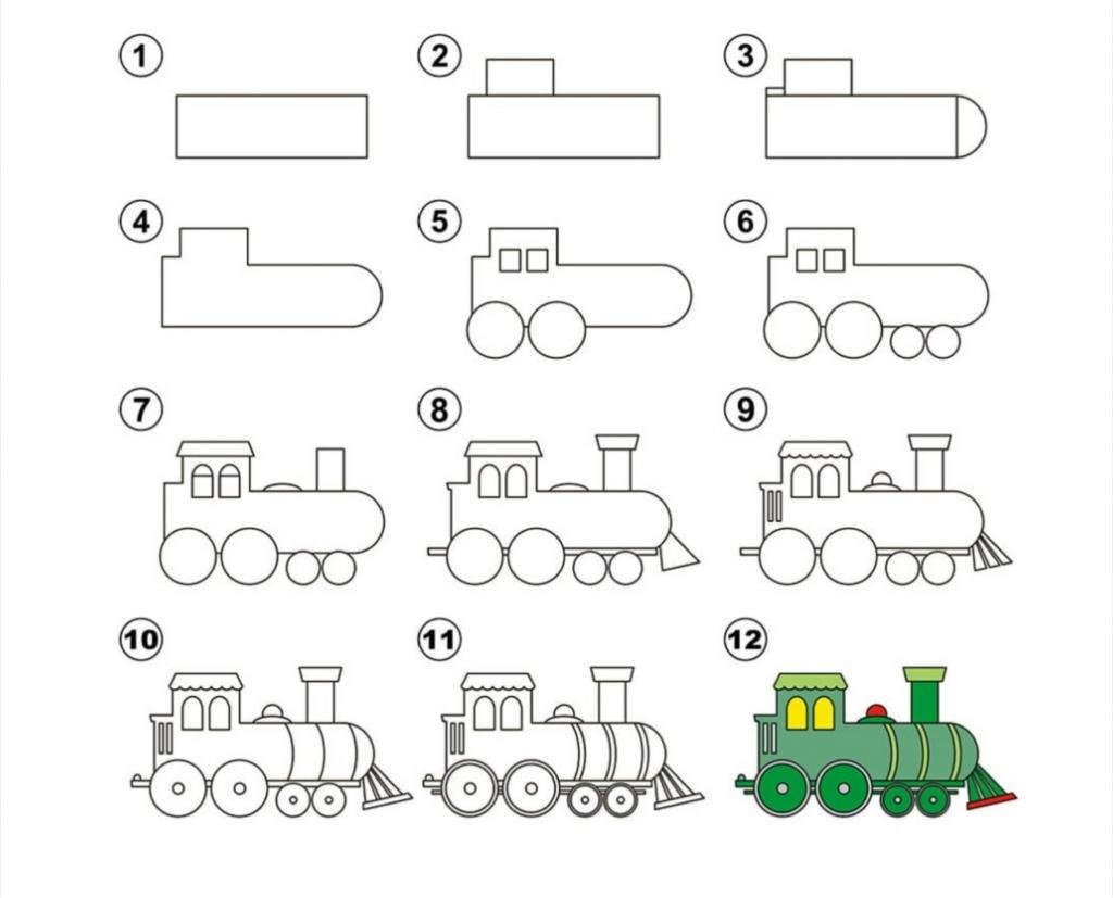 Как правильно нарисовать паровоз
