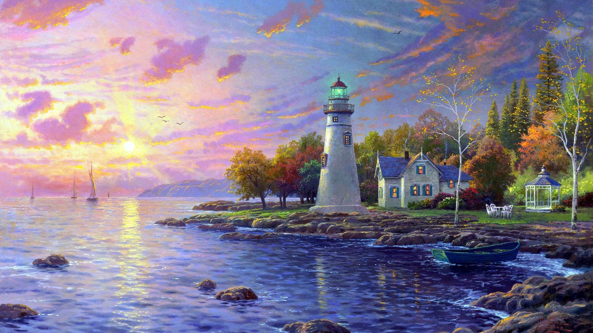Томас Кинкейд живопись море маяки