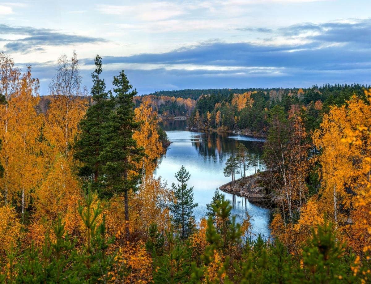 Озеро Ястребиное Карелия осень