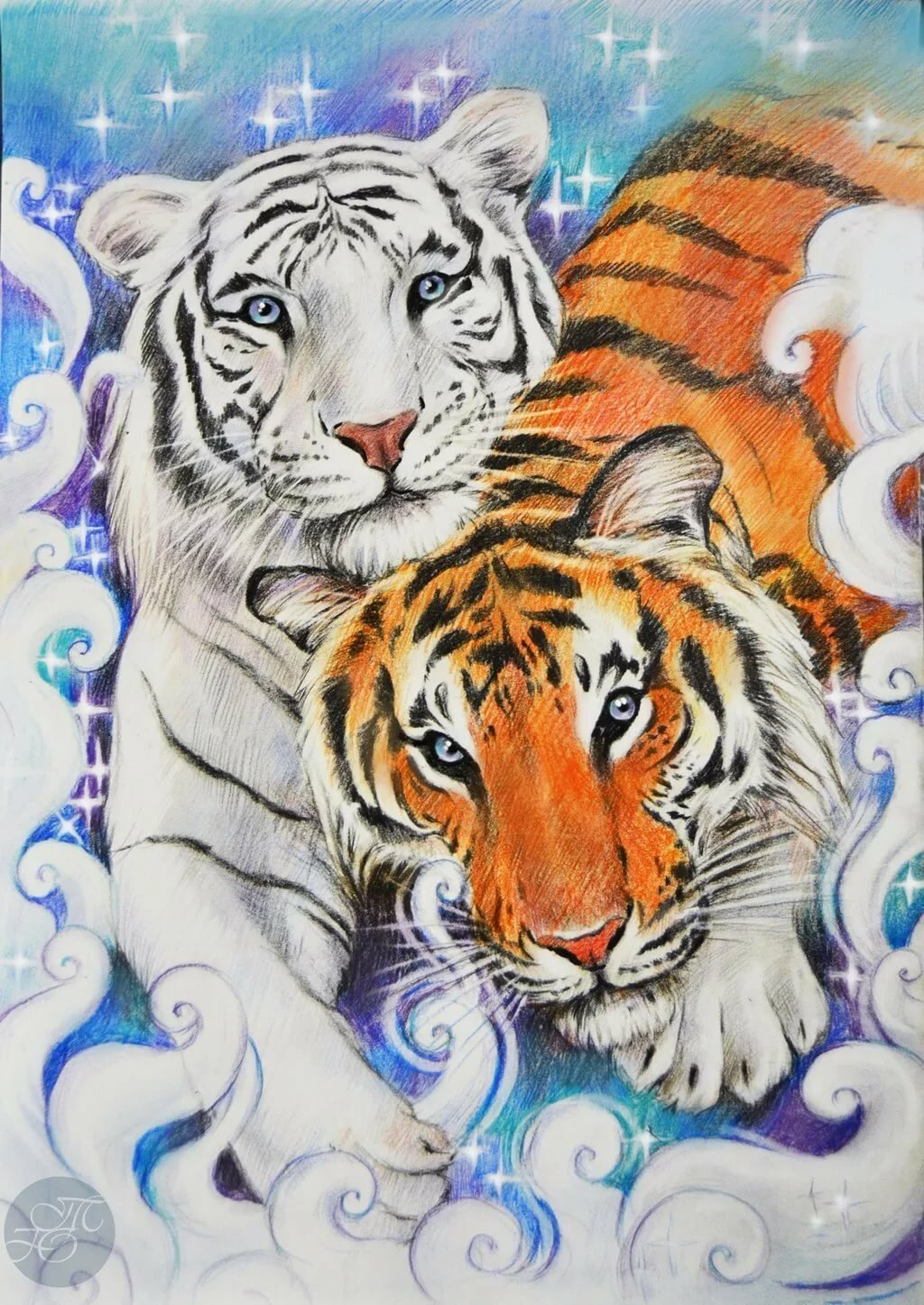 Красивые рисунки тигров
