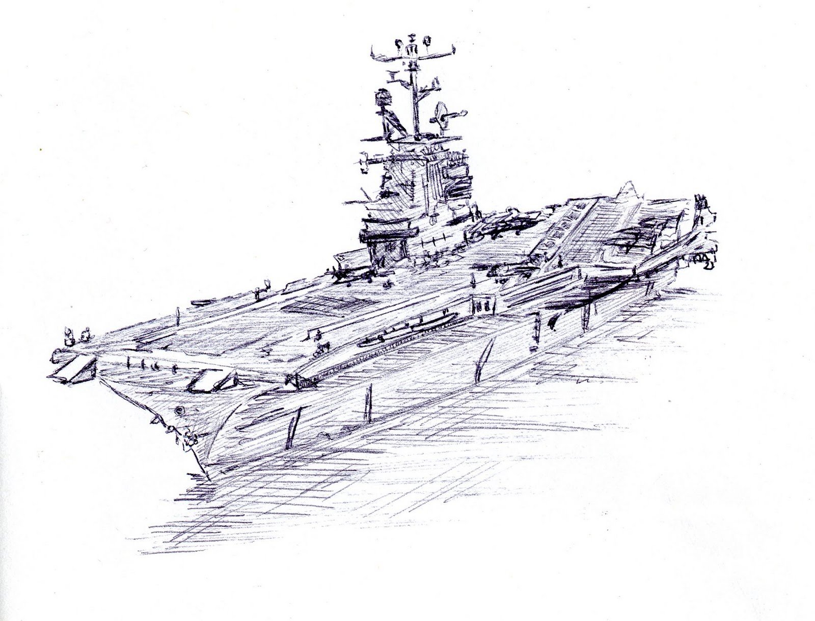 Военный корабль карандашом