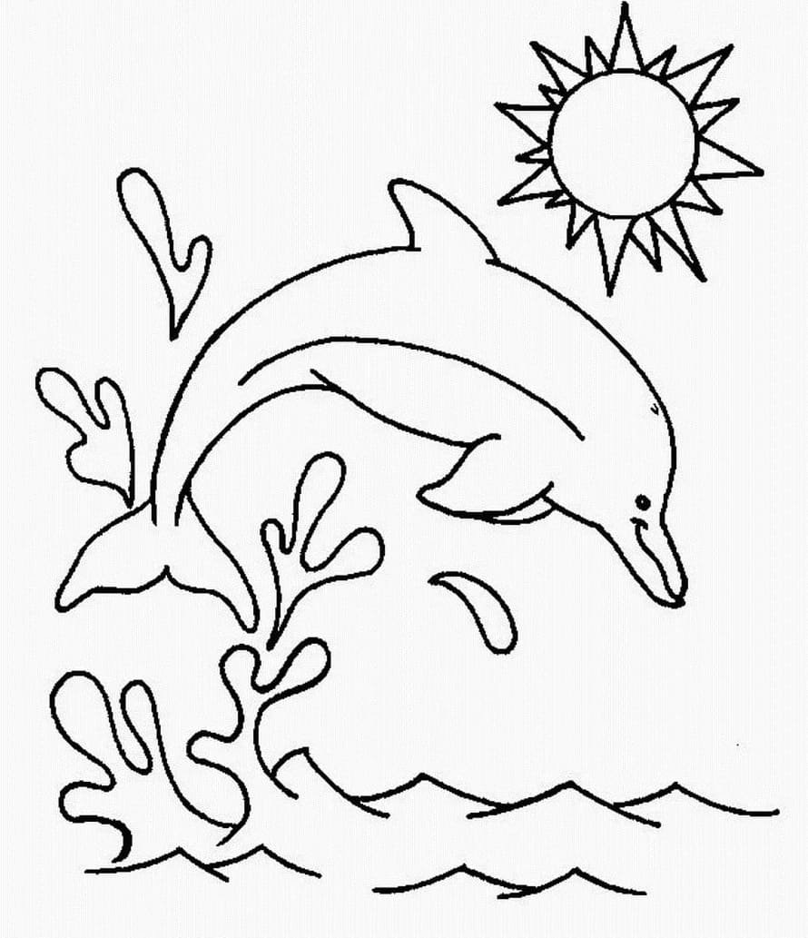 Дельфин рисунок раскраска