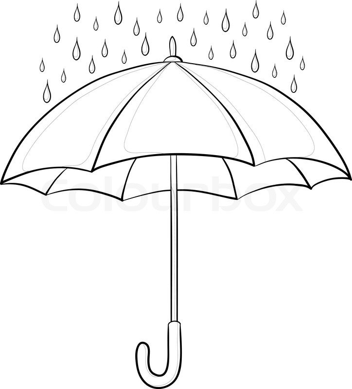 Раскраска зонт и дождь