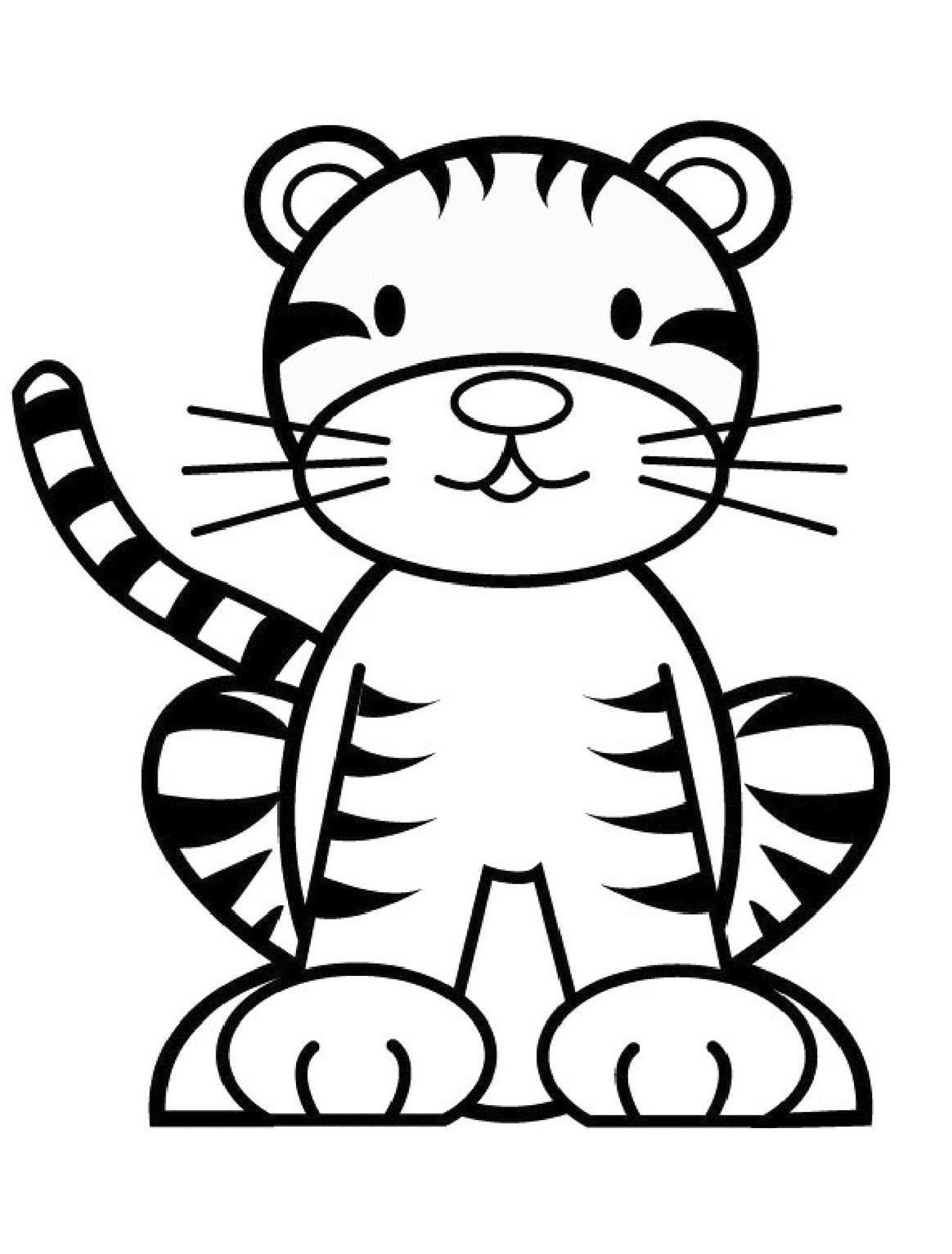 Тигр раскраска для детей