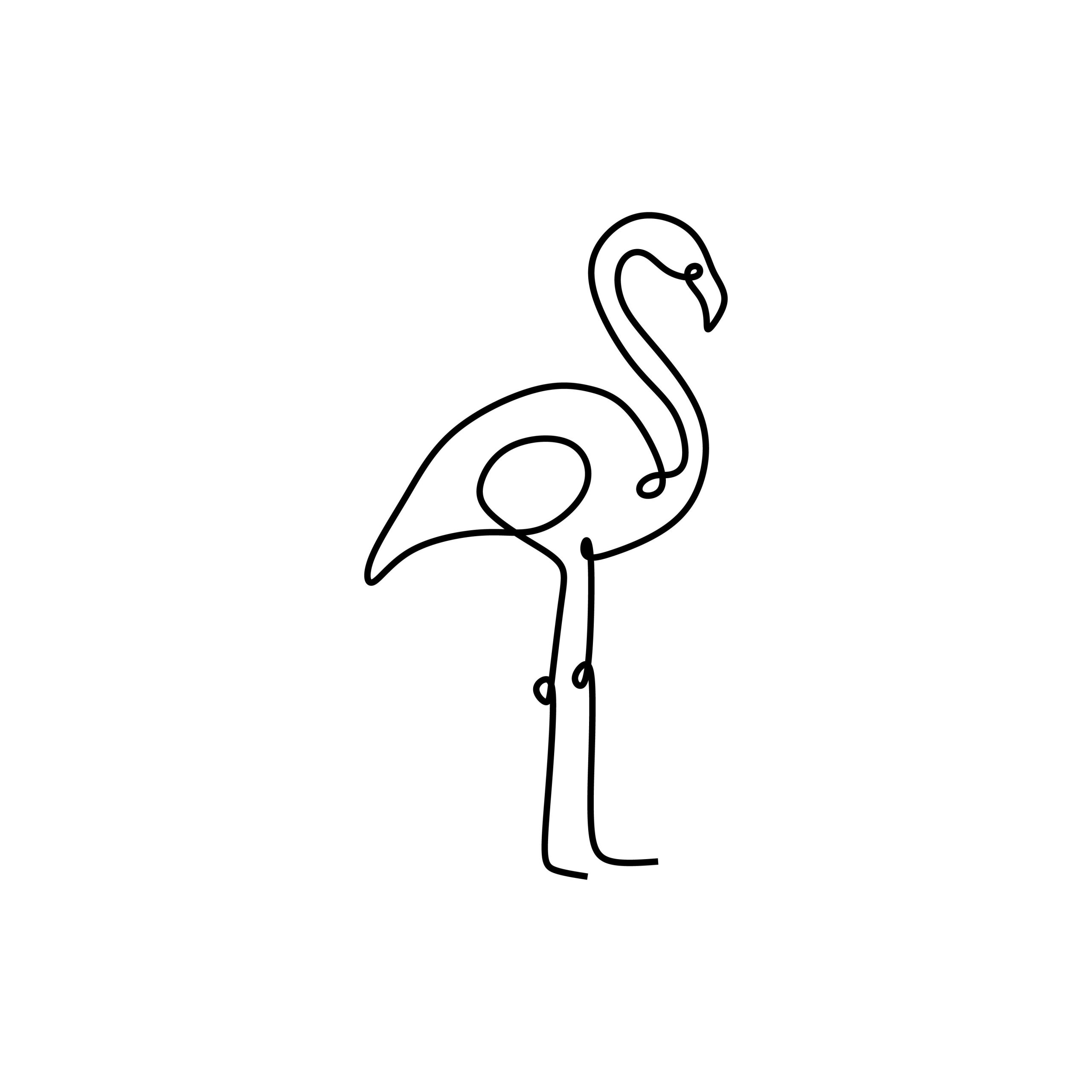 Силуэт Фламинго для срисовки
