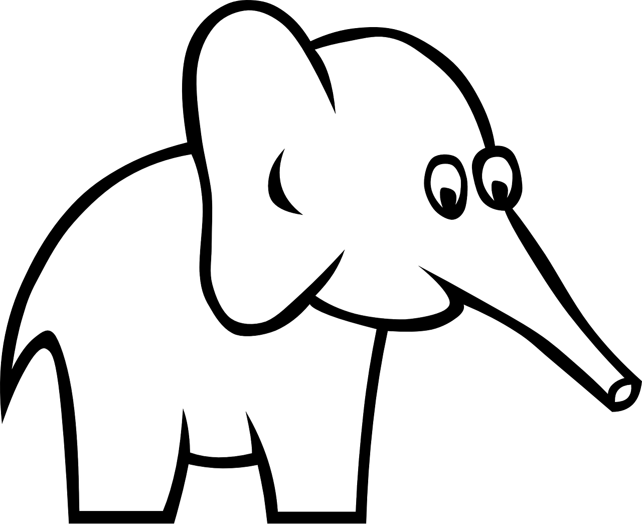 Слон контурное изображение