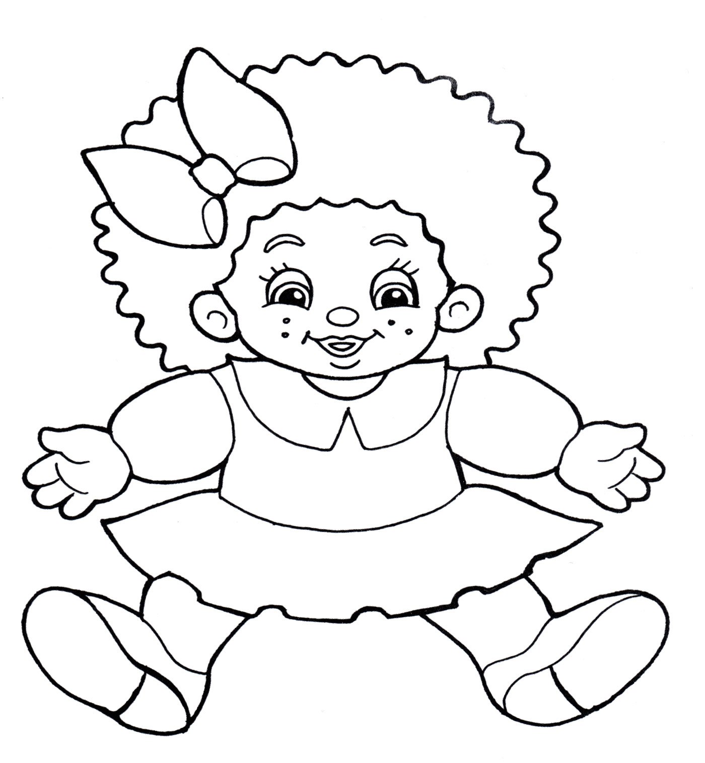 Раскраска кукла для детей 3-4 лет