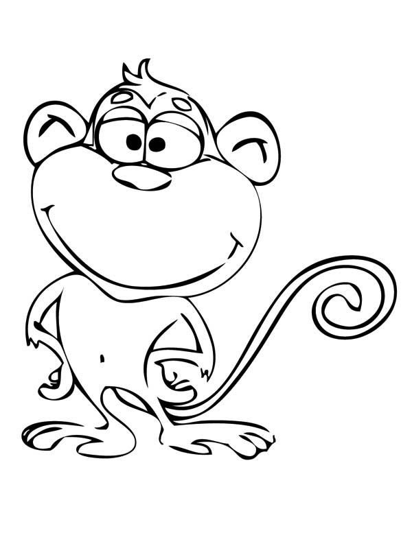 Веселая обезьянка раскраска
