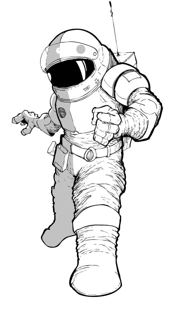 Космонавт черно белый