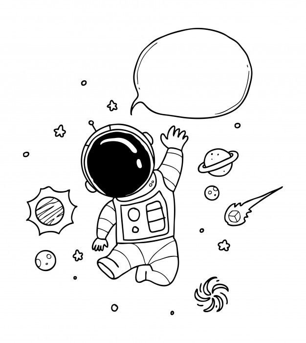 Космонавт черно белый эскиз