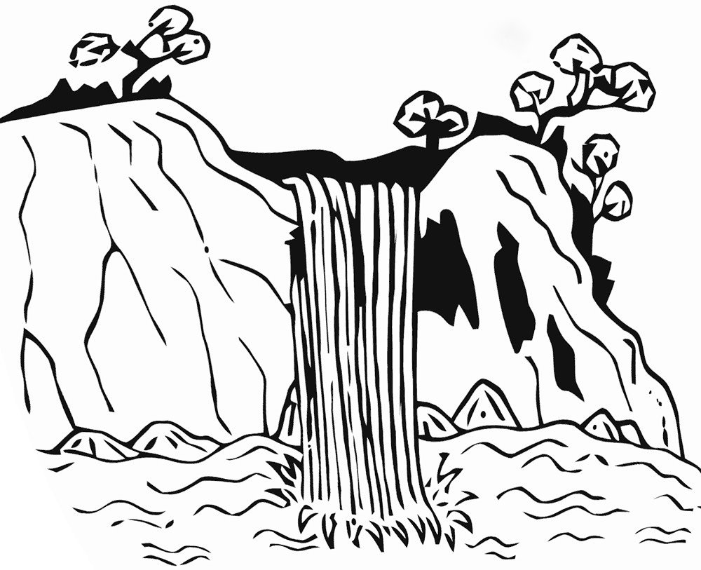 Раскраска водопад
