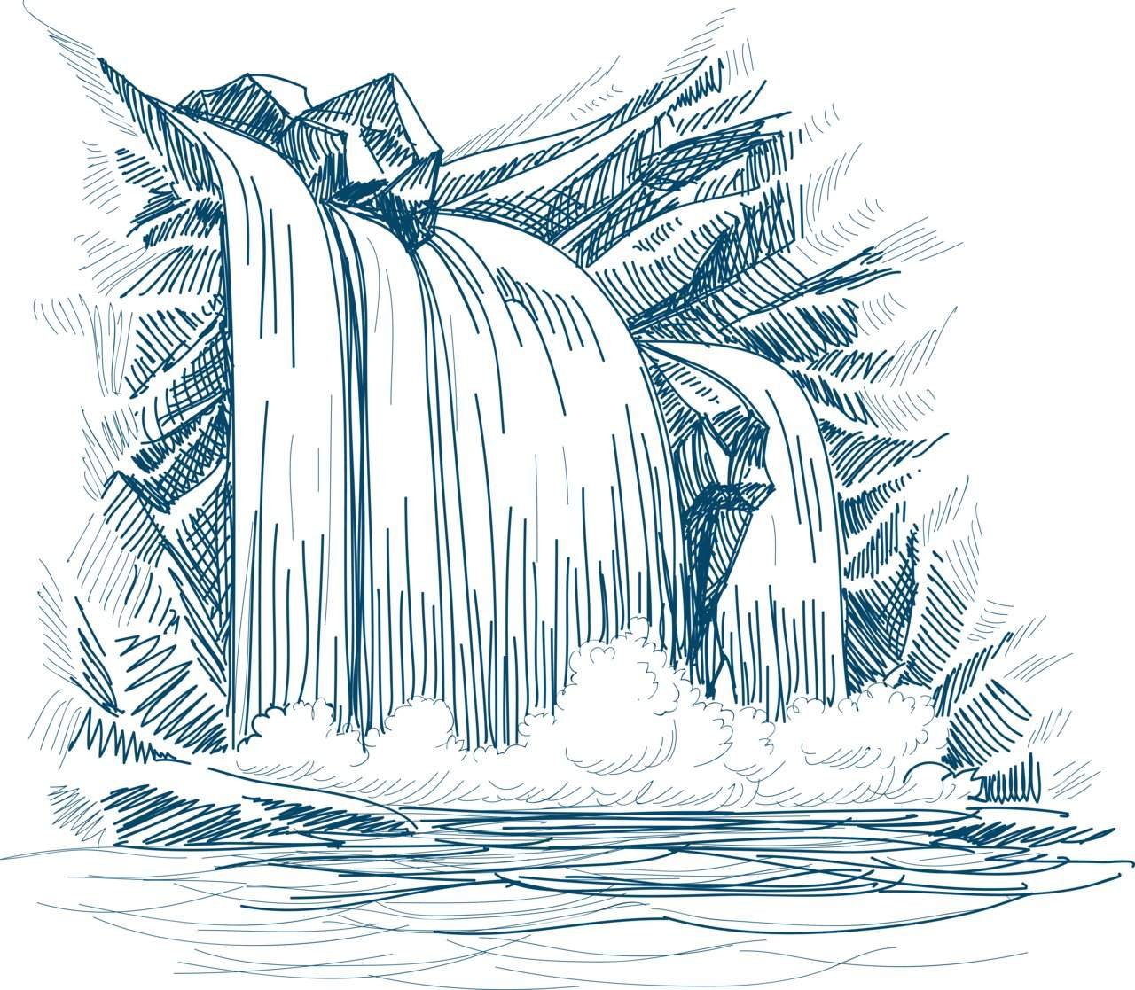 Водопад скетч