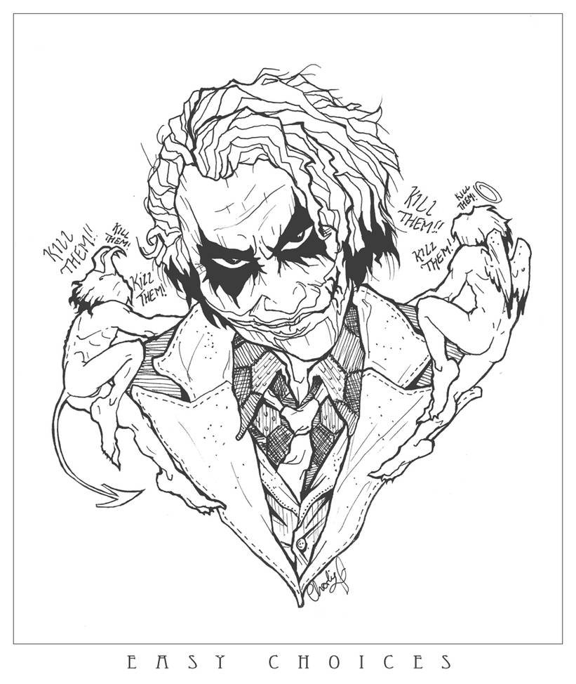 Джокер рисунок карандашом для срисовки