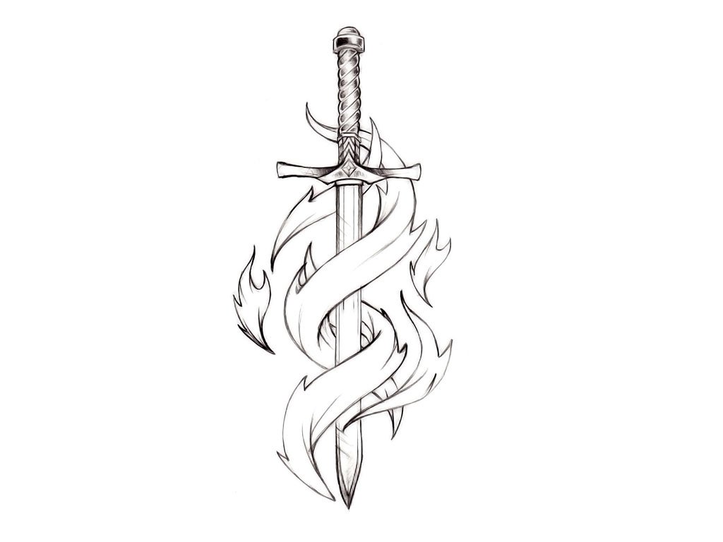 Татуировка меч эскиз