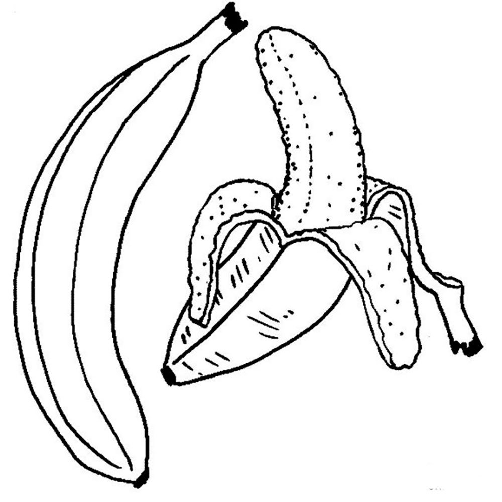 Контур банана на белом фоне
